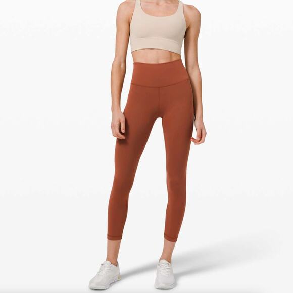 LULULEMON Wunder Train High-Rise Crop 23" Dark Terracotta Orange Rust {YY27} - Picture 1 of 6